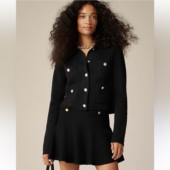 J Crew Jacket XXS Feminine Patch-pocket Sweater Lady Jacket Black - Picture 9 of 9
